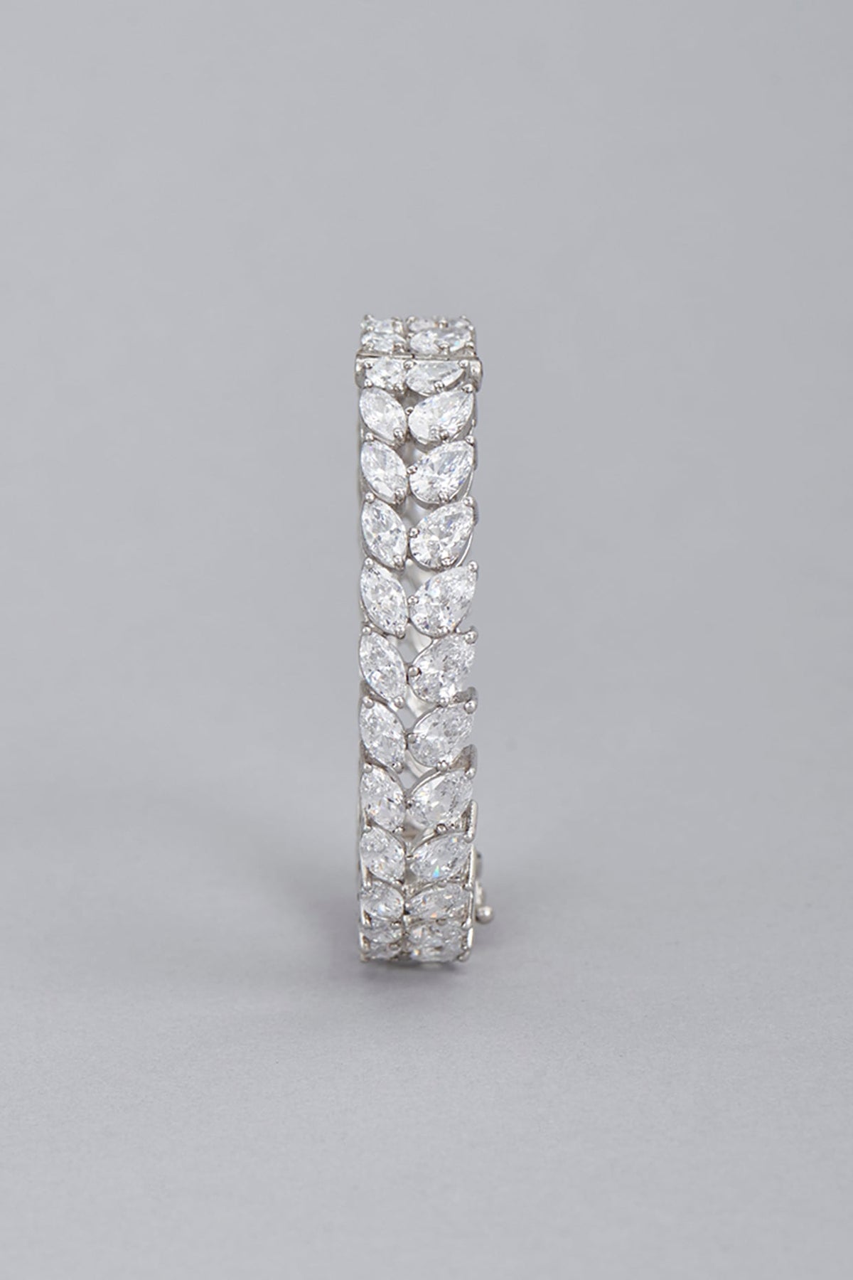 White Finish Swarovski Bangle In Sterling Silver