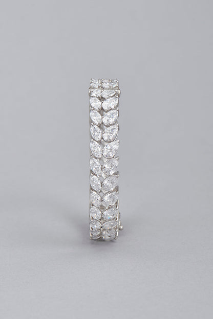 White Finish Swarovski Bangle In Sterling Silver