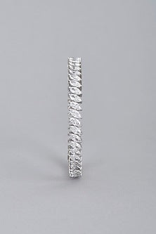 White Finish Swarovski Bangle In Sterling Silver