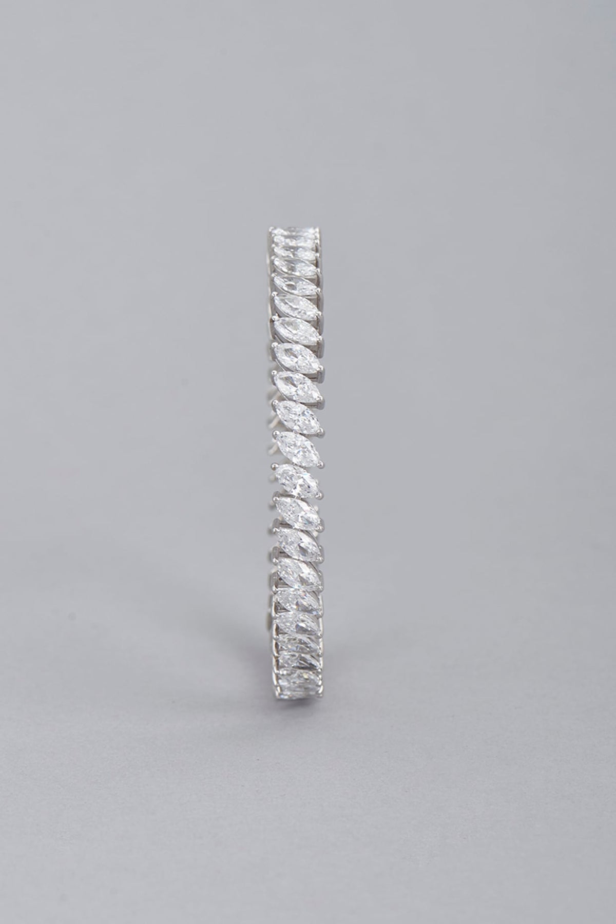 White Finish Swarovski Bangle In Sterling Silver