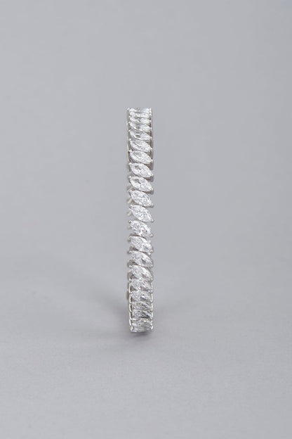 White Finish Swarovski Bangle In Sterling Silver