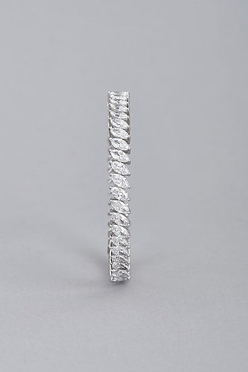 White Finish Swarovski Bangle In Sterling Silver
