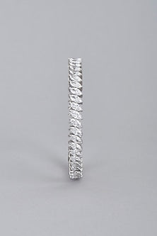 White Finish Swarovski Bangle In Sterling Silver