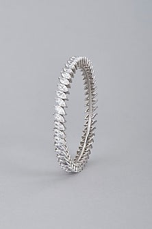 White Finish Swarovski Bangle In Sterling Silver