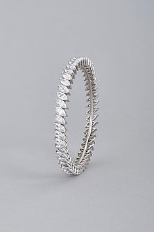 White Finish Swarovski Bangle In Sterling Silver
