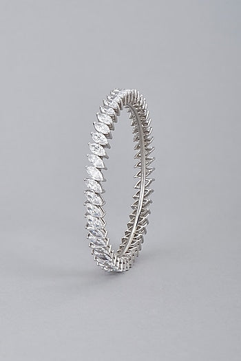 White Finish Swarovski Bangle In Sterling Silver