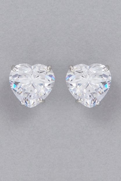White Finish Swarovski Stud Earrings In Sterling Silver