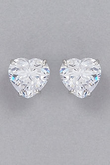 White Finish Swarovski Stud Earrings In Sterling Silver