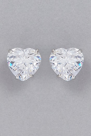 White Finish Swarovski Stud Earrings In Sterling Silver