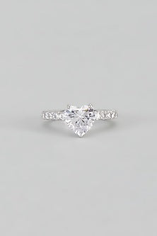 White Finish Swarovski Ring In Sterling Silver