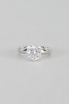 White Finish Swarovski Ring In Sterling Silver