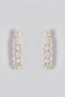 White Finish Swarovski Zirconia Dangler Earrings In Sterling Silver
