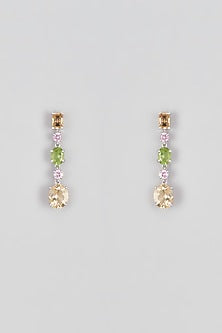 White Finish Swarovski Zirconia Dangler Earrings In Sterling Silver