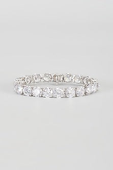 White Finish Swarovski Zirconia Tennis Bracelet In Sterling Silver