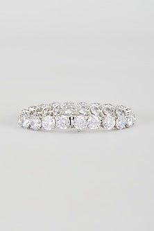 White Finish Swarovski Zirconia Tennis Bracelet In Sterling Silver