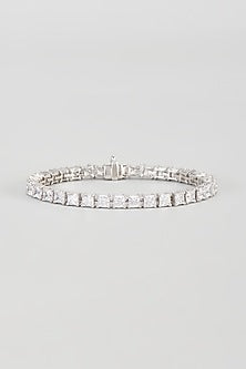 White Finish Swarovski Zirconia Tennis Bracelet In Sterling Silver