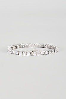 White Finish Swarovski Zirconia Tennis Bracelet In Sterling Silver