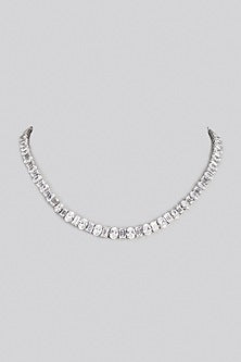 White Finish Swarovski Zirconia Necklace In Sterling Silver
