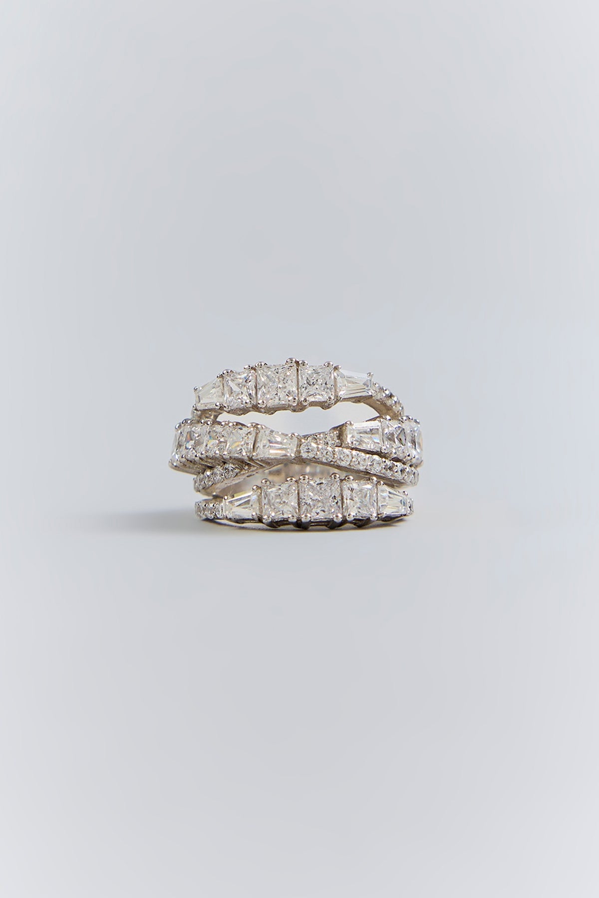 Silver Finish White Stone Ring In Sterling Silver