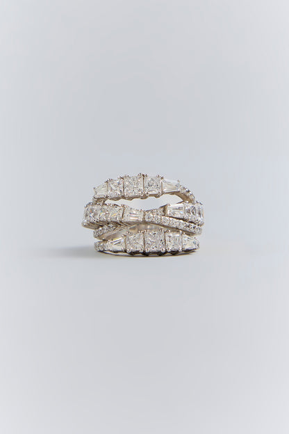 Silver Finish White Stone Ring In Sterling Silver