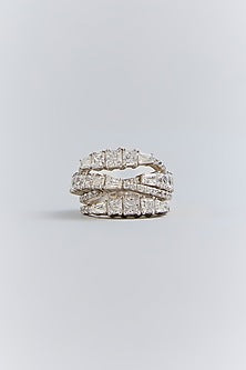 Silver Finish White Stone Ring In Sterling Silver