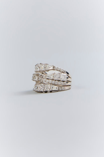 Silver Finish White Stone Ring In Sterling Silver