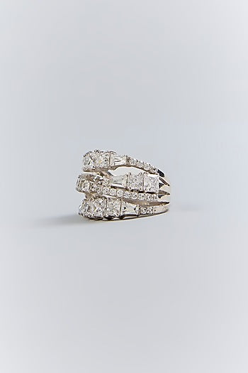 Silver Finish White Stone Ring In Sterling Silver