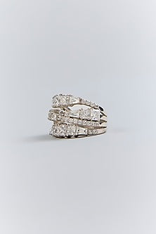 Silver Finish White Stone Ring In Sterling Silver