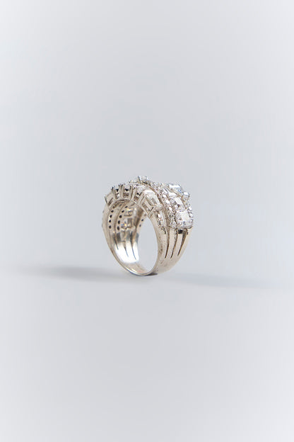 Silver Finish White Stone Ring In Sterling Silver