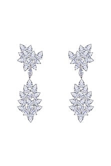 White Finish Swarovski Zirconia Dangler Earrings In Sterling Silver
