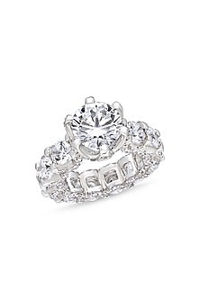White Finish Swarovski Zirconia Ring In Sterling Silver