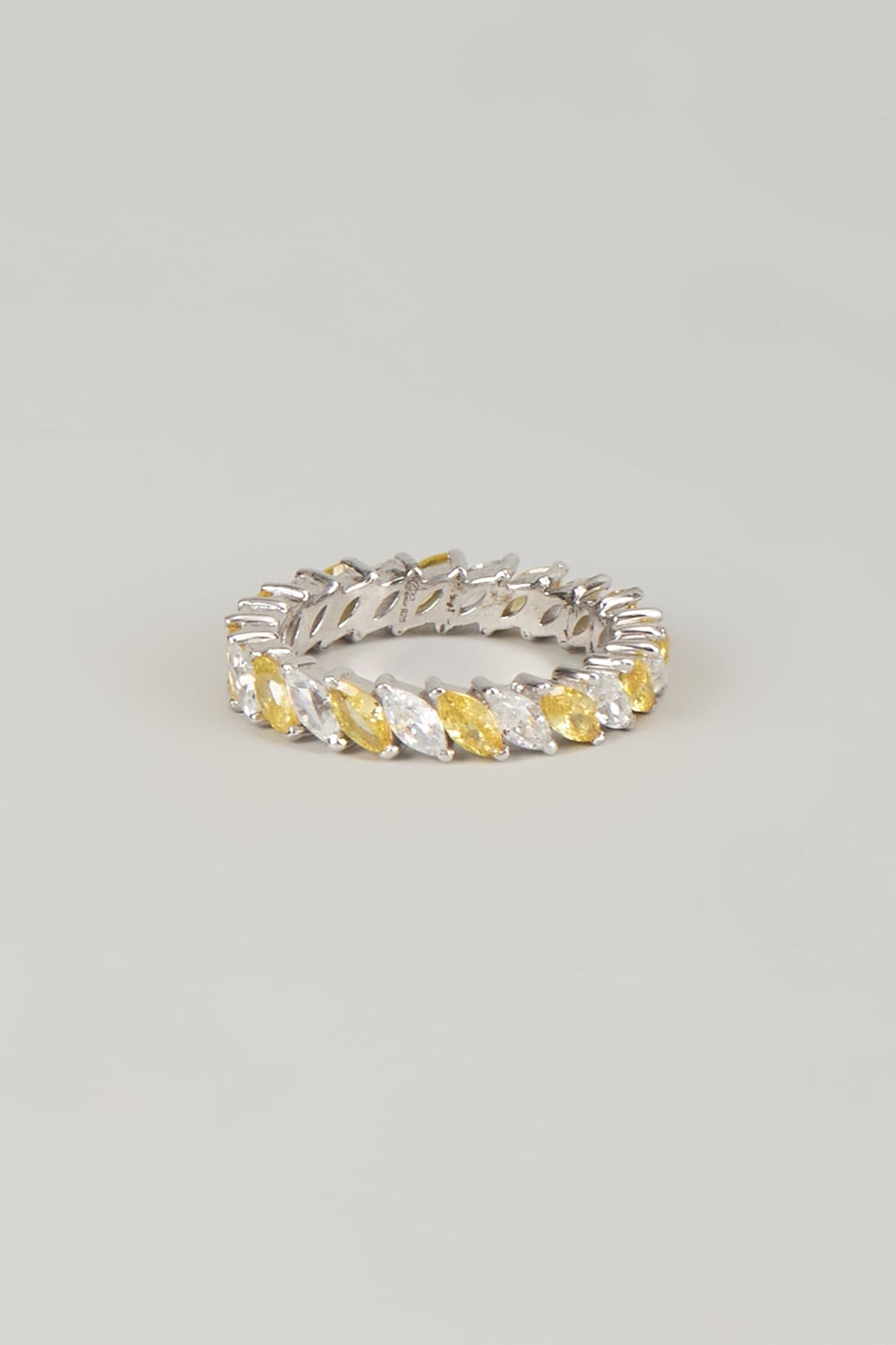 White Finish White Stone Ring In Sterling Silver