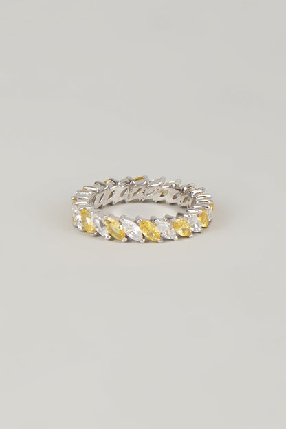 White Finish White Stone Ring In Sterling Silver