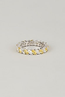 White Finish White Stone Ring In Sterling Silver