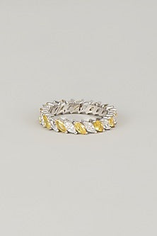 White Finish White Stone Ring In Sterling Silver