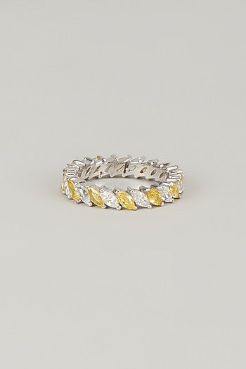 White Finish White Stone Ring In Sterling Silver