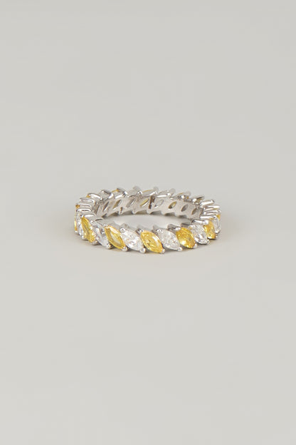 White Finish White Stone Ring In Sterling Silver