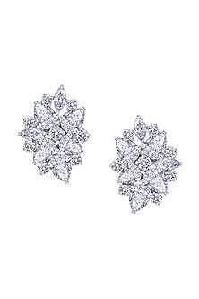 White Finish Mix-Shaped Swarovski Zirconia Earrings In Sterling Silver
