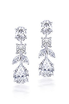 White Finish Mix-Shaped Swarovski Zirconia Earrings In Sterling Silver