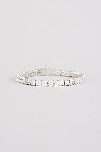 White Finish Zircon Bracelet In Sterling Silver