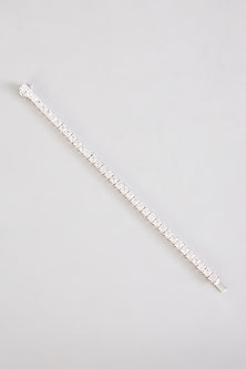 White Finish Zircon Bracelet In Sterling Silver