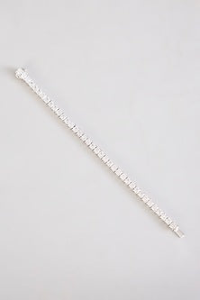 White Finish Zircon Bracelet In Sterling Silver