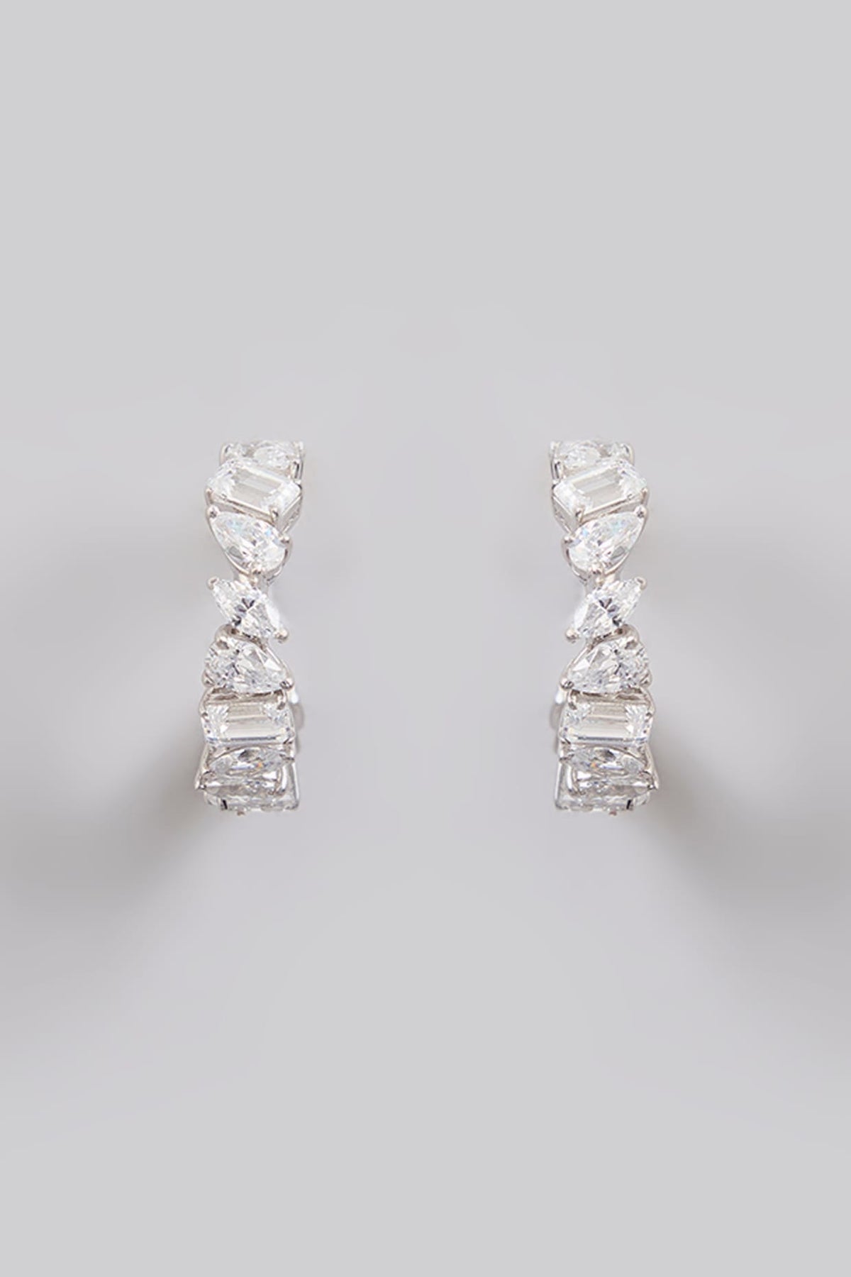 White Finish Silver Stone Dangler Earrings In Sterling Silver