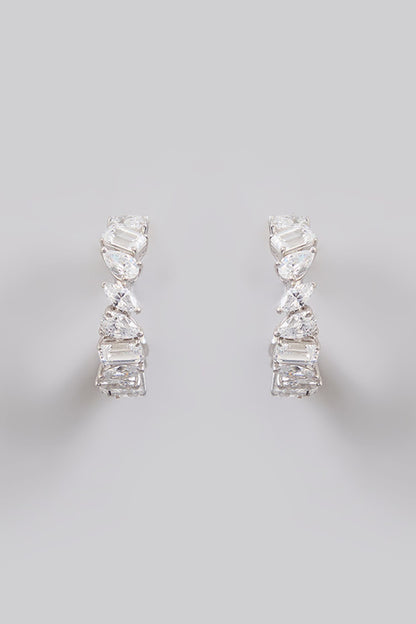 White Finish Silver Stone Dangler Earrings In Sterling Silver