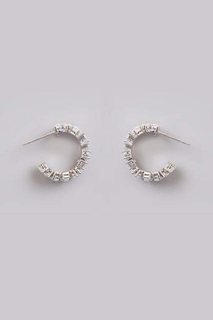 White Finish Silver Stone Dangler Earrings In Sterling Silver