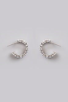 White Finish Silver Stone Dangler Earrings In Sterling Silver