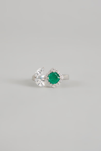 White Finish Zircon Ring In Sterling Silver