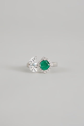 White Finish Zircon Ring In Sterling Silver