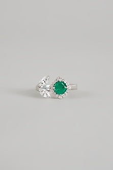 White Finish Zircon Ring In Sterling Silver