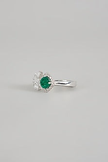 White Finish Zircon Ring In Sterling Silver